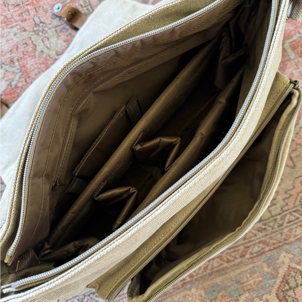 Kelly Moore Olive Green Canvas Camera Bag with Brown Leather Accents - Picture 3 of 6